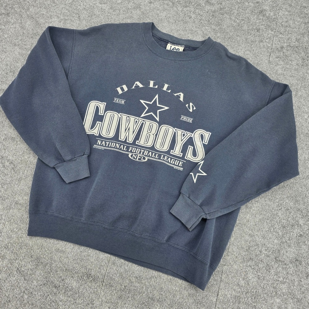 Vintage 1999 Lee Sport Dallas Cowboys NFL Sweatshirt Navy Blue Mens Large